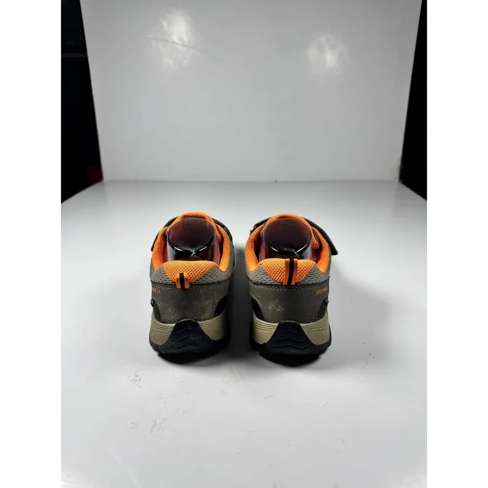 Merrell Trail Quest Kids Gray Orange Mesh Waterproof Ankle Strap Hiking Shoes